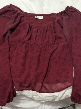 Maroon Floral Off-Shoulder Blouse